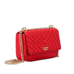 New Victoria Secret Red Gold Studded Chain Handbag